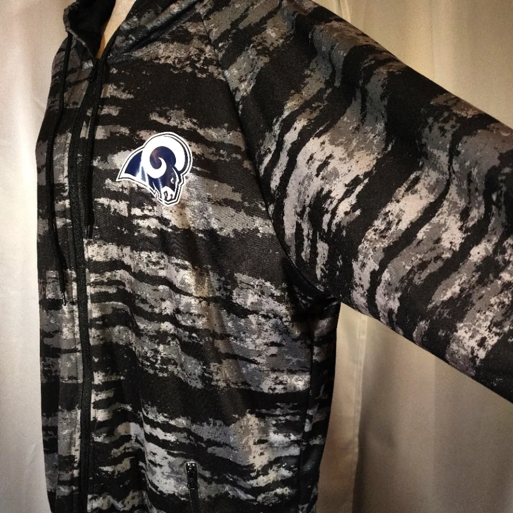 NFL Rams Hoodie, Men Zubaz Style: Gray/Black Camo, ZipUp, Logo, Hood, 2/3X - Picture 11 of 13